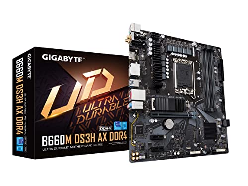 GIGABYTE B660M DS3H AX DDR4 (B660/ Intel/LGA 1700/ Micro-ATX/ DDR4/ Dual M.2/ PCIe 4.0/ USB 3.2 Gen2 Type-C/ 2.5GbE LAN/Motherboard)