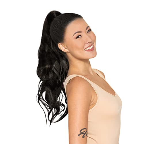 Image of WENNALIFE Ponytail Hair Extension, 14 Inch 80g Natural Black Ponytail Extension Human Hair Clip in Wrap Around Remy Human Hair Extension Hairpieces