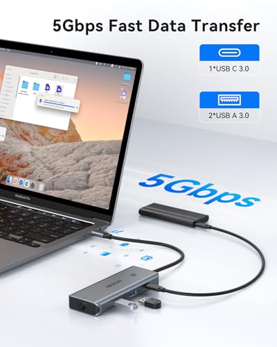 Image of USB C Hub for MacBook Pro /Air,Mac Dongle with 3 USB Port,USB C to HDMI, USB C to RJ45 Ethernet,MOKiN 8 in 1 USB C to HDMI Adapter,100W PD Charging, USB C to SD /TF Card Reader USB C Hub