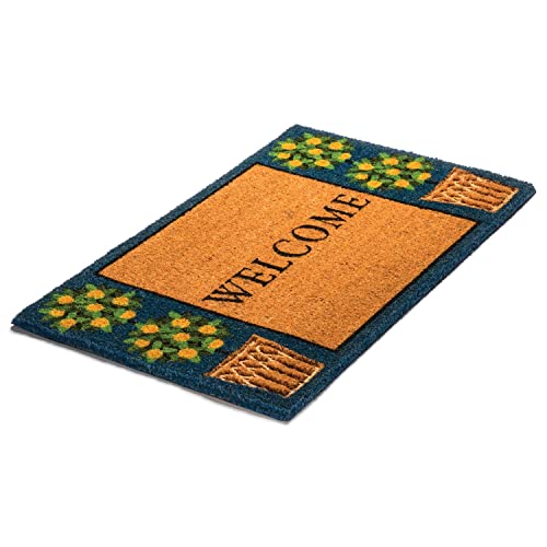 Notrax Welcome Topiary, Vinyl-Backed Natural Coir Doormat, Entry Mat For Indoor Or Outdoor Use, 18"X30", C12 (C12S1830Tw) #TOP5