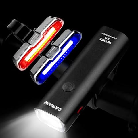 CANWAY Bike Lights Front and Back, 5+4 Modes Rechargeable Bike Headlight & Tail Light Set Cover