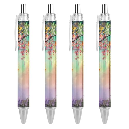 Floral Herbs Weeds Alternative Watercolor Cute Ballpoint Pen Black Point 0.5mm Pen for Men Women Retractable Pens for Writing Comfort