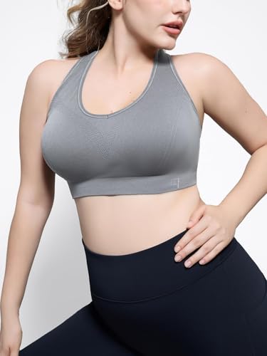 Can I Wear a Sports Bra for Swimming? 5 FITTIN Racerback Sports Bras for Women - Padded Seamless High Impact Support for Yoga Gym Workout Fitness XL