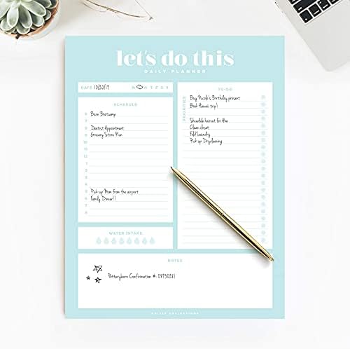 Bliss Collections Daily Planner Tear Off Pad, 50 Undated Sheets, Desk Notepad, Let's Do This Daily Calendar, Schedule, Task Planner, To Do List, Priorities Tracker and Organizer, 210 x 297 mm