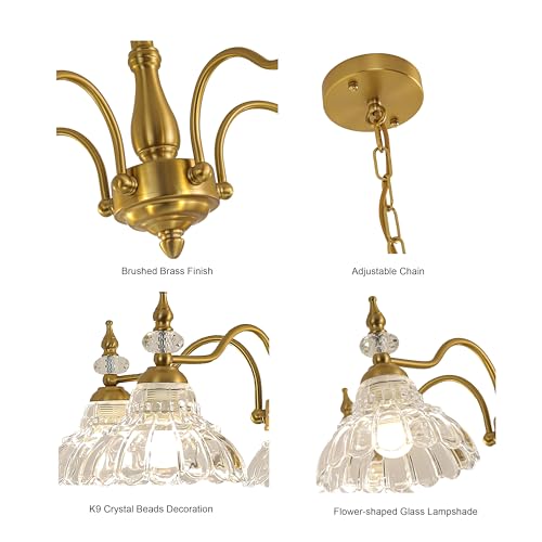 Esther Life NO Vintage Chandelier, 5-Light Gold Brass Crystal Chandeliers For Dining Room, Antique Victorian Chandelier thumb #3