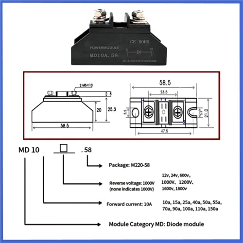 Diode Anti-Retour MD100A pour bloquer l'inversion de polarité Afterflow110A