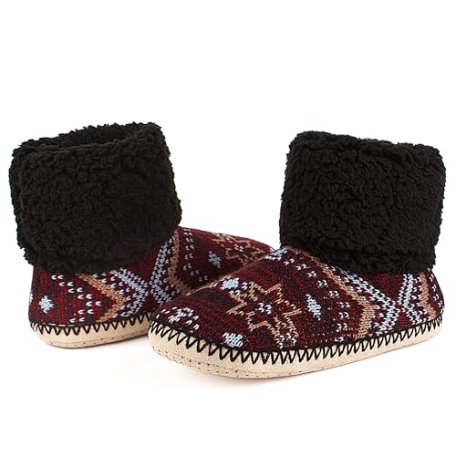 Image of cosyone1997 Cable Knit Slipper Socks for Women Non Slip Soft Sole | Fuzzy sherpa lining, gripper dots, flexible bootie coverage and machine washable care for warm, comfortable indoor wear