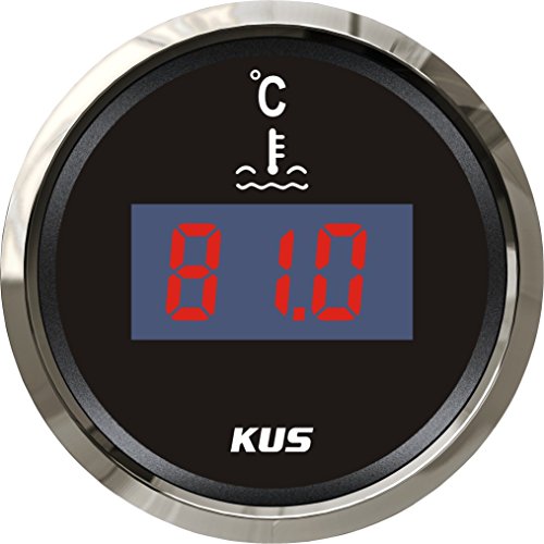Medidor digital de temperatura de agua KUS de 52 mm y 12V/24V en color negro