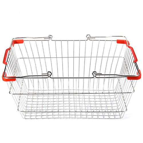 Zerodeko Drahtaufbewahrung Bauernhausgriffe Rostbeständiges Finish Rustikaler Stil Tragekorb für Wohnkultur Versand Lebensmittelkorb Picknick-Tragekorb Badezimmer Vorratskorb Größe L Cover