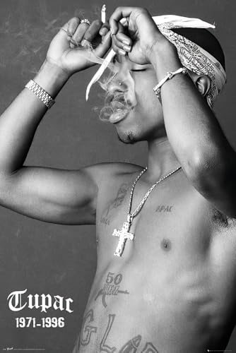 Tupac Shakur 2Pac - Music Personality Poster (B&W Smoking - 1971-1996) (Size: 24 x 36)
