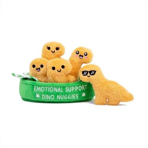 Image of Emotional Support Dino Nuggies by Relatable, Cuddly Stuffed Animals and Dinosaur Toys, Great Gift Ideas for Loved Ones of All Ages, Includes 5 Dinosaur Plushies with Carrying Basket