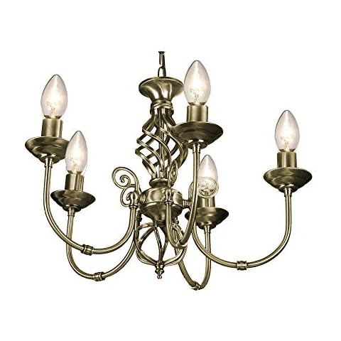 5 Light Antique Brass Twist Chandelier Cover