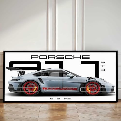 Image of kotart Big Porsche Car Framed Posters Gift Items for Boys Room Wall Decoration Bedroom Living Room Office Studio Decor | Car Poster Frame for Wall Decor Set Of 1 Size (10 x 19 inch)