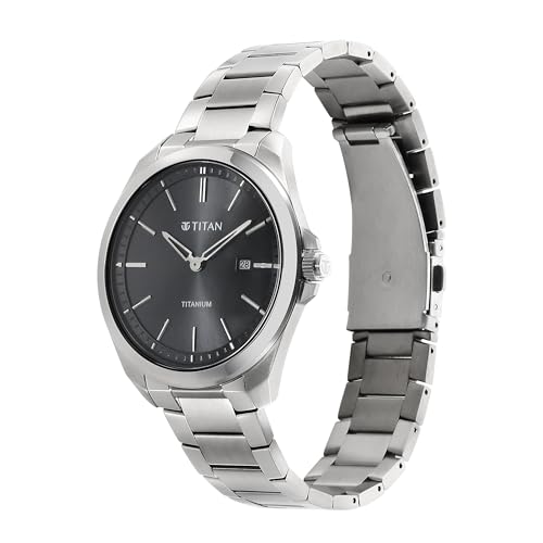 Titan Titanium Quartz Analog Black Dial Titanium Strap Watch for Men-90177TM03 - Image 5