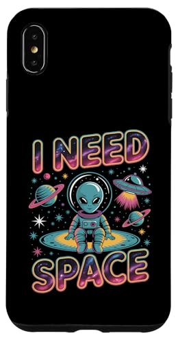 I Need Space Funny Alien Astronaut Retro Planet Custodia per iPhone XS Max