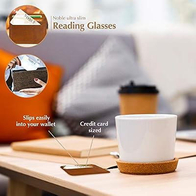 Noble Small Reading Glasses (3 Pack) - Rimless Readers with 3 Wallet Credit Card Holders and 1 Cell Phone Case - Pocket Magnifying Cheaters for Men and Women (+0.75)