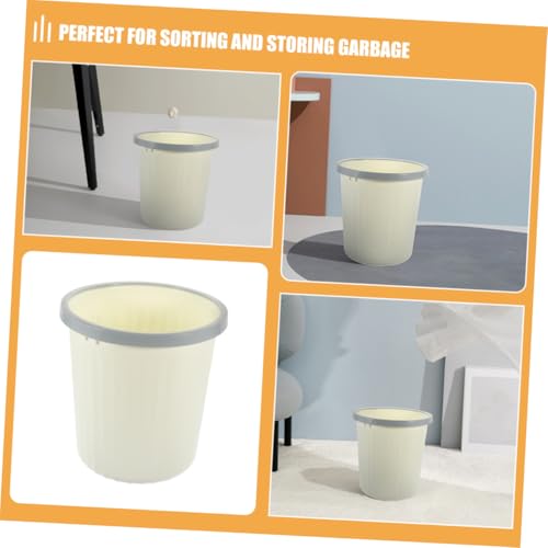 Caneca de basura rectangular beige para oficina y hogar miniatura 7