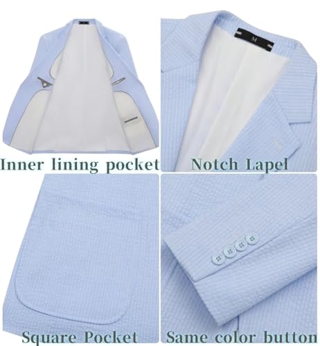 Men Seersucker Suit 2 Piece Solid Pin Stripe Suits for Men Summer Beach Wedding Outfits Slim Fit Formal Casual4