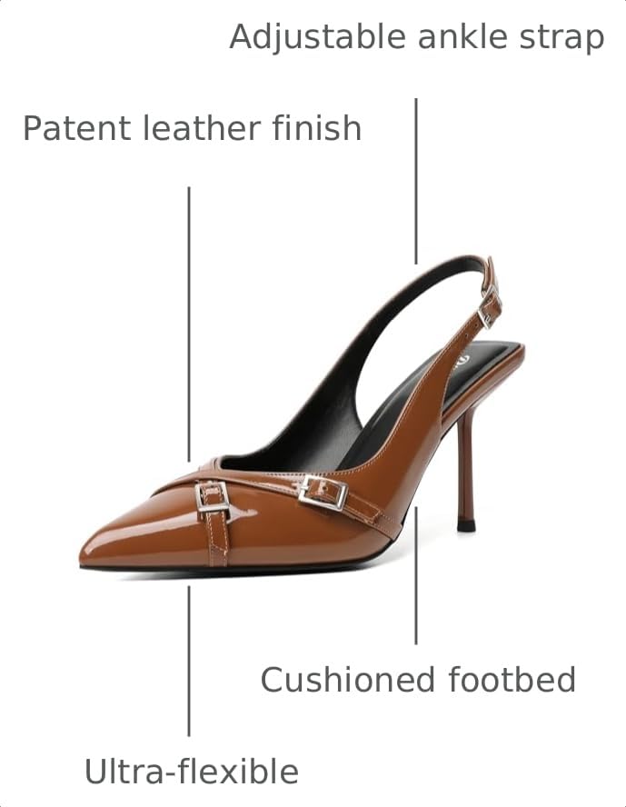 Image of RIBONGZ Sexy Slingback Pumps Elegant Dressy Heels for Women Closed Toe Pointy High Heels Wedding Bride Prom Party Evening Shoes