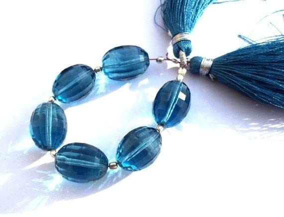 Quartz Bleu de Londres pierres facettées briolettes barils 14x10mm pour création joaillerie