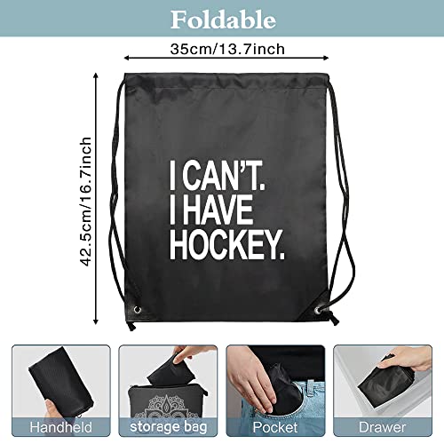 Haizct I Can't I Have Hockey Backpack, Gifts For Hockey Fans, Hockey Player Gift, Unisex Drawstring Backpack Bag For Gym Shopping Sport Yoga Dance Rehearsa #TOP2