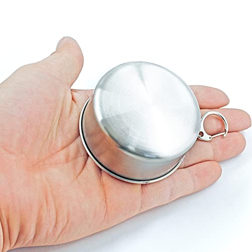 Litoexpe 8.45Oz Collapsible Travel Cup With Keychain, Stainless Steel Folding Camping Cup Portable Drinking Mug For Hiking, Picnic And Other Outdoor Activities, 250Ml #TOP2