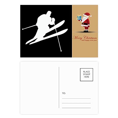 Cartes postales de ski et sport d'hiver lot de 20 illustrations silhouette noir