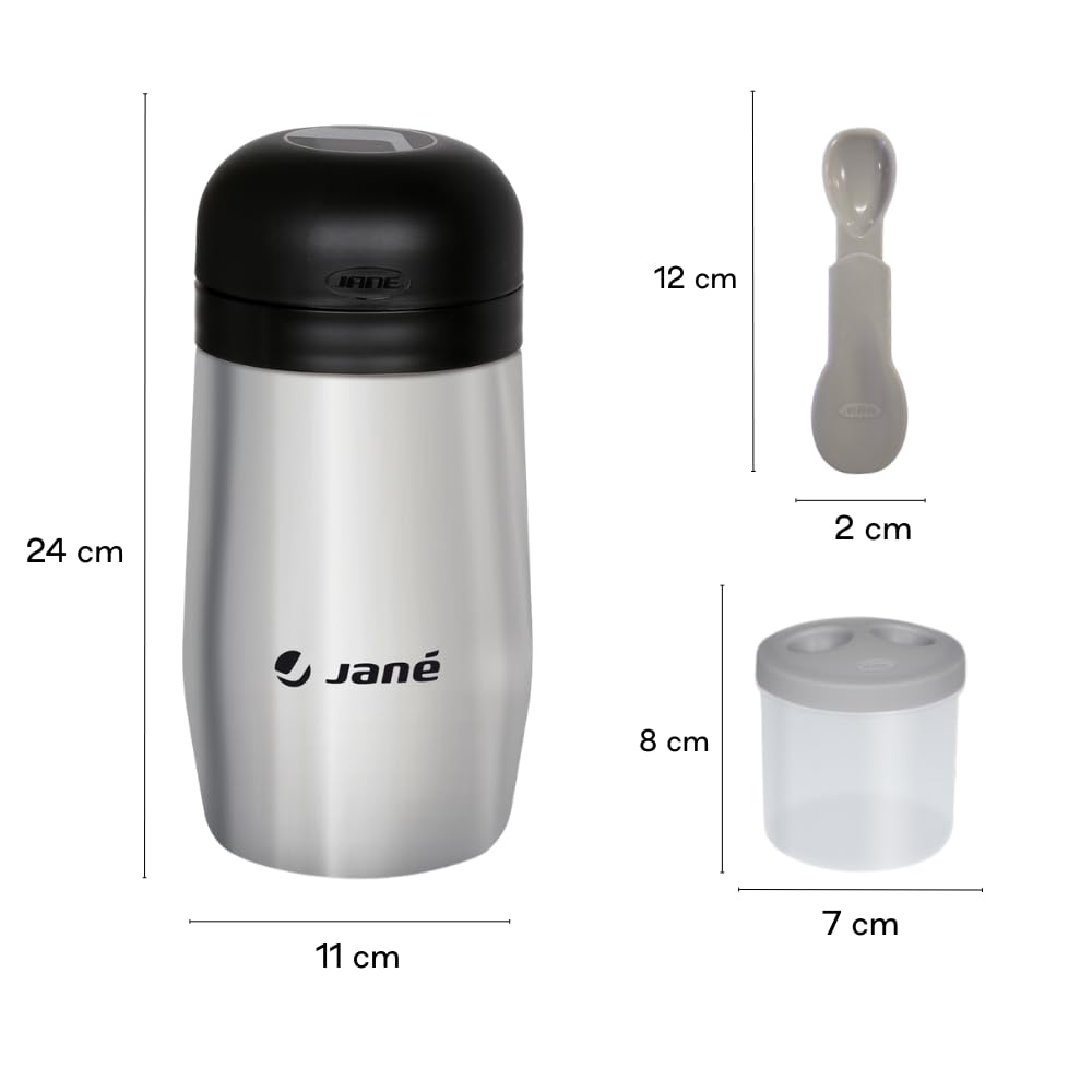 Jané Thermos 1L 2 Contenitori Ermetici Mantiene Caldo e Freddo 8h Borsa Termica Grigio