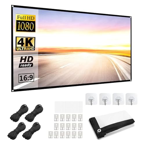 NCCHDZSW Leinwand Beamer 60 Zoll Hanging Doppelseitige Projektion 16: 9 HD 4K Projector Screen Tragbare Projektor Leinwand Geeignet für Zuhause Büro Schule und Outdoor