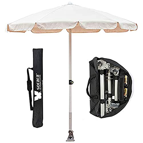 Parasol mural de camping et plage beige portatif