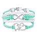 LovelyJewelry Leather Wrap Bracelets Girls Double Hearts Infinity Rope Wristband Bracelets