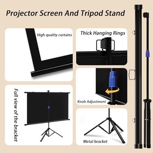 Pantalla de proyección con trípode 72" 4:3 ajustable y portátil miniatura 2