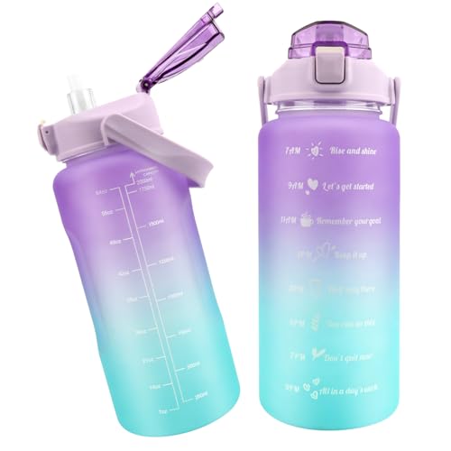 MXTIMWAN Borraccia Motivazionale 2L, Borraccia Sportiva con Cannuccia e Scala Temporale, a Prova di Perdite, Senza BPA, 2 Litro Borraccia Palestra per Corsa, Bicicletta, Campeggio, Lavoro, Scuola