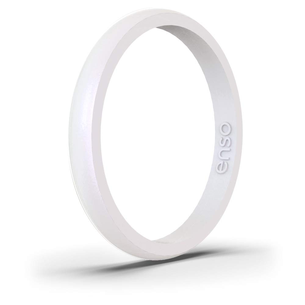 Enso RingsHalo Birthstone Silicone Ring – Minimalist Stackable Wedding Engagement Band – – 2.54mm Wide, 1.5mm Thick