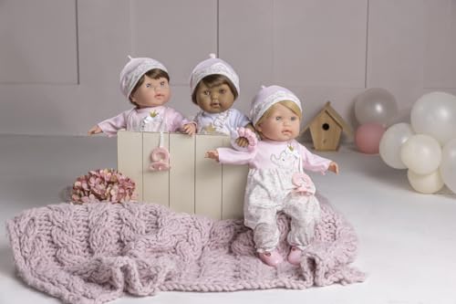 JC Toys 15" Realistic Soft Body Baby Doll with Brown Hair, Brown Eyes, Open/Close Eyes | 10 Piece Gift Set with Bottle, Rattle, Pacifier & Accessories | Pink | Ages 2+