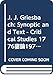 J. J. Griesbach: Synoptic and Text - Critical Studies 17761976 (Society for New Testament Studies Monograph Series, Series Number 34)