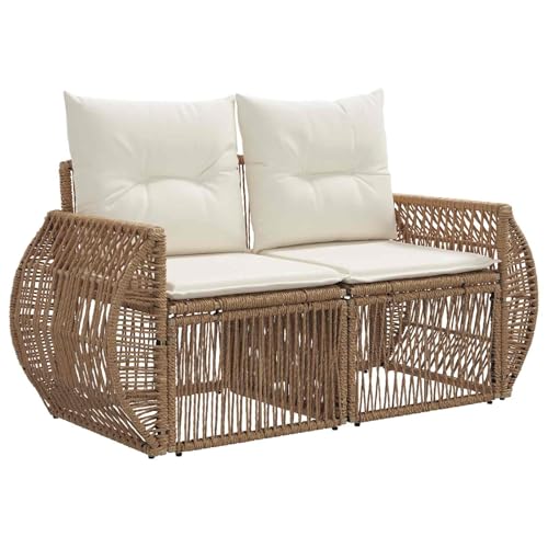 Sofa exterior de esquina de acero con ratán beige e impermeable para terraza 6