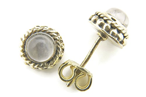 Preisvergleich Produktbild Ohrstecker Ohrringe Messing golden Rosenquarz rosa (932-01-015-07)