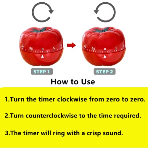 Nicoone Pomodoro Timer, Tomato Shaped Mechanical 60 Minutes Countdown Timer Kitchen Cooking& Baking Helper 6. 3 X 4. 5cm - Image 3