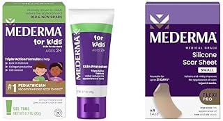 Kids Scar Treatment Bundle - 0.70 Oz Purple Grape Scented Gel for Ages 2+ and 4-Count Medical Grade Silicone Scar Sheets for Old & New Scars