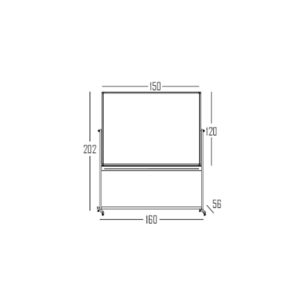 Tableau blanc magnétique - Double surface - Support sur roues (120 x 150 cm)