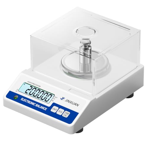 Image of Lab Scale 0.001g Accuracy 500g Digital Milligram Scale Lab Analytical Balances with Windshield RS232 Port 200g Calibration Weight Precision Scale Electronic Scale for Power Jewelry Gold Silver