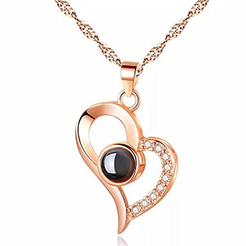 Collier pour femmes cœur gravé de 100 langues je t'aime cadeau romantique