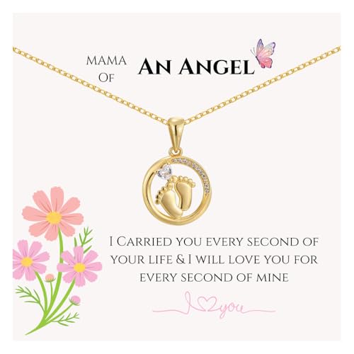 18K Gold Plated Necklaces For Women, Baby Bump Necklace, Baby Feet Pendant Necklace, Expecting Mom Gifts For Pregnant Wife, First Time Moms, Pregnancy Gift For Baby Shower