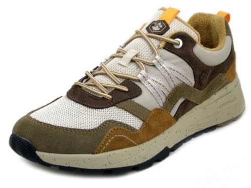 Baskets Lumberjack pour homme en cuir beige et marron avec semelle amovible 9050