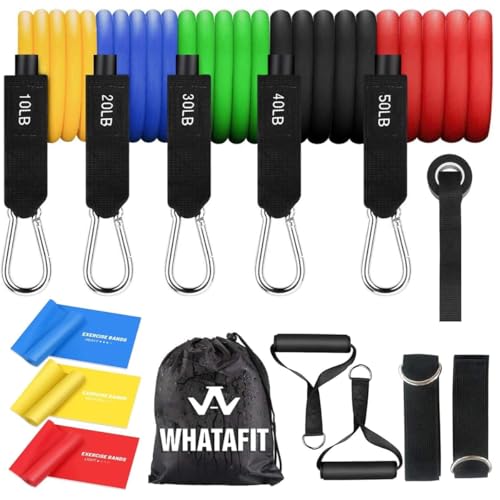 WHATAFIT Resistance Bands, Exercise Bands，Resistance Bands for Working Out, Work Out Bands with Handles for Men and Women Fitness, Strength Training Home Gym Equipment
