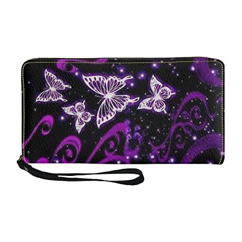 TOADDMOS Glitter Purple Butterfly Wallet for Women Cover