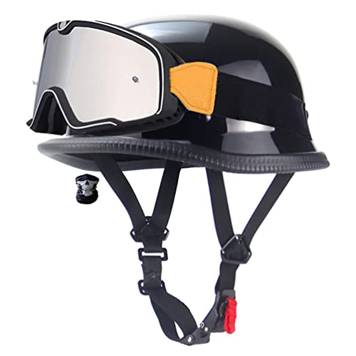 Smilfree Cascos Jet Cascos de Media calota Cascos de Moto Medios Cascos Certificado ECE Cascos de Scooter Cascos de ciclomotor Hombres Mujeres Medios Cascos de Moto con Gafas Cover