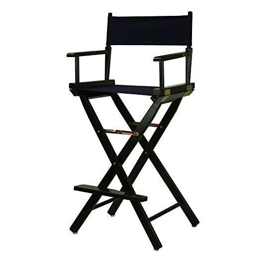 Casual Home 30" Director's Chair Black Frame-with Navy Canvas, Bar Height