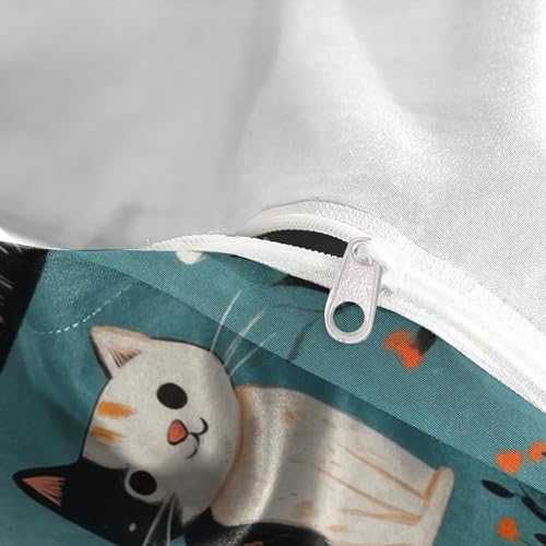 Housse de couette imprimée 3D chats mignons avec parure de lit douce en microfibre - 8
